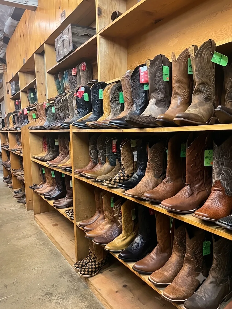 Wall of cowboy boots