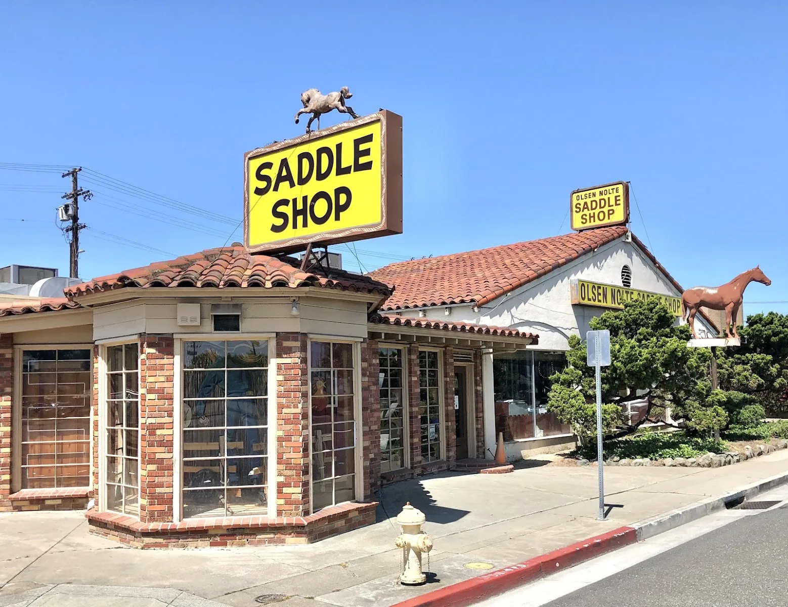 Olsen Nolte Saddle Shop storefront on El Camino Real